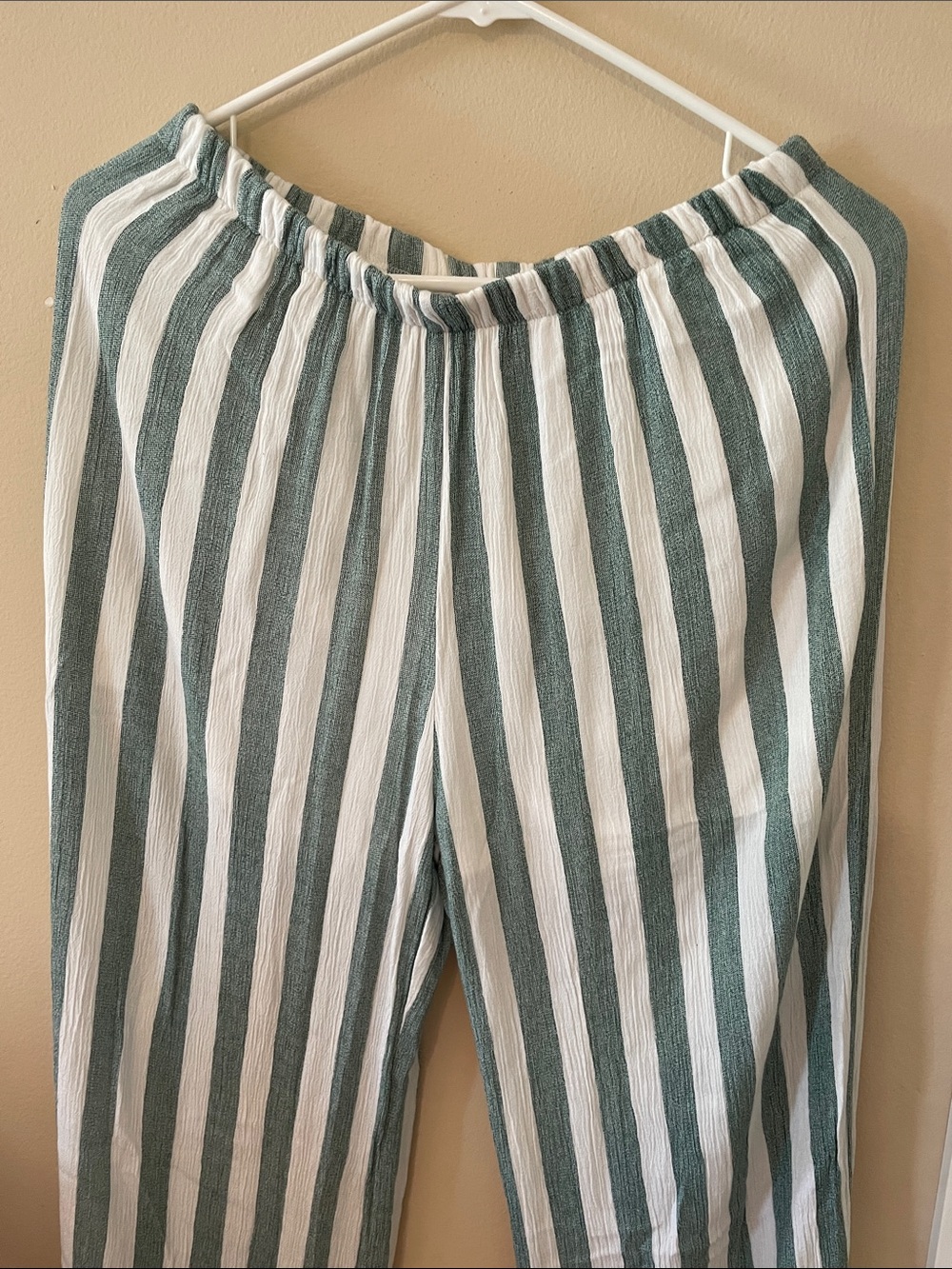 Fantastic Fawn Green & White Vertical Stripe Cropped Pants